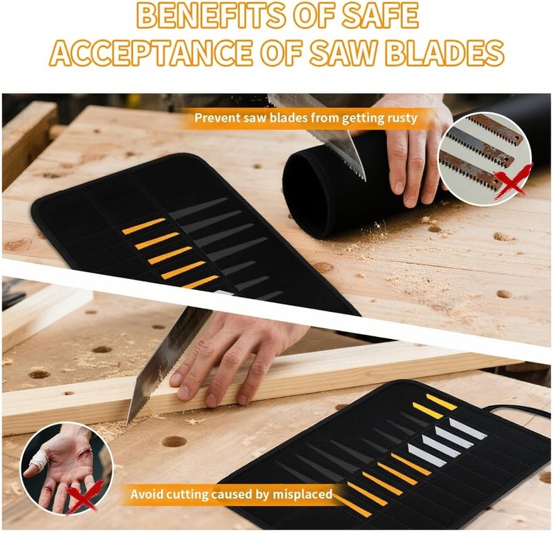 JCWPVA Portable Saw Blade Storage Case - Durable Black Fabric Holder for Reciprocating, Jigsaw & Wood Pruning Blades - Compact & Lightweight for DIY, Contractors & Professionals (Case Only) - Image 4